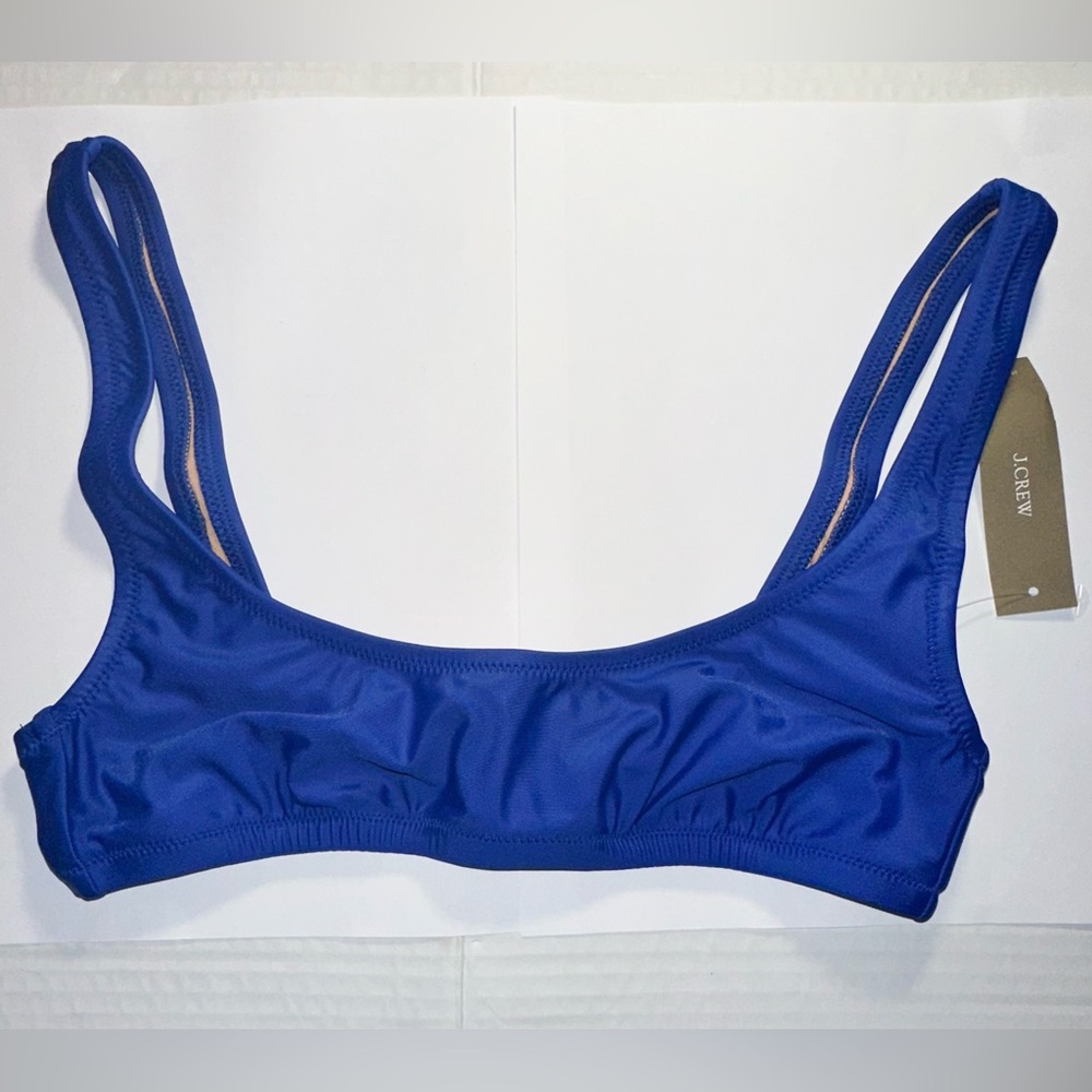 J Crew Heritage Scoop Neck Bikini Top Size XS Blue Retro Swim Beach Classic New‎